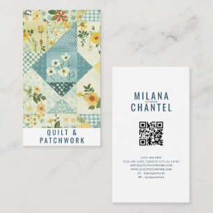 Blaue Gelbe Patchwork-Quilt-Handmade-Kleidung Visitenkarte