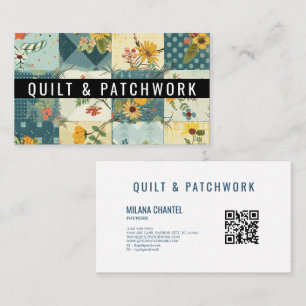 Blaue Gelbe Patchwork-Quilt-Handmade-Kleidung Visitenkarte