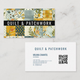 Blaue Gelbe Patchwork-Quilt-Handmade-Kleidung Visitenkarte