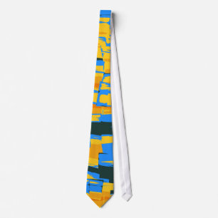 Blaue Gelbe Retro-Malerei Abstrakte Kunst Krawatte