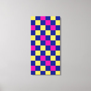 Blaue Gelbe Rosa Karomuster-Design Leinwanddruck