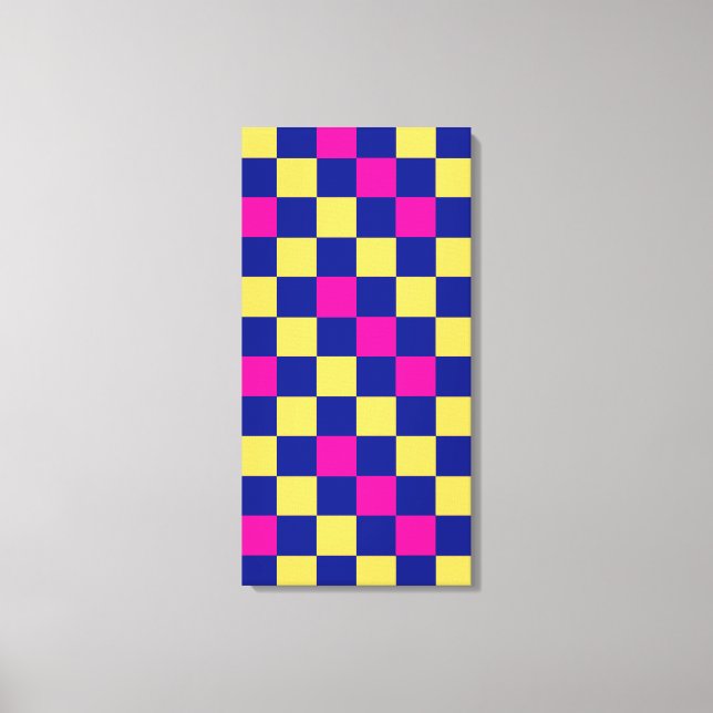 Blaue Gelbe Rosa Karomuster-Design  Leinwanddruck (Vorderseite)