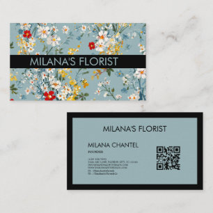 Blaue Gelbe Rote Daisy Moderne Trendige Blume Flor Visitenkarte