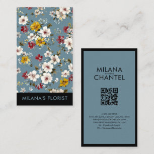 Blaue Gelbe Rote Daisy Moderne Trendige Blume Flor Visitenkarte