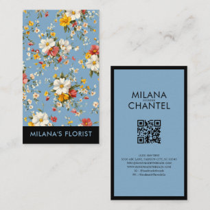 Blaue Gelbe Rote Daisy Moderne Trendige Blume Flor Visitenkarte