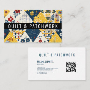 Blaue Gelbe Rote Quilt-Patchwork-Handmade-Kleidung Visitenkarte