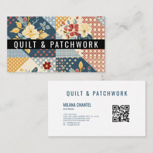 Blaue Gelbe Rote Quilt-Patchwork-Handmade-Kleidung Visitenkarte