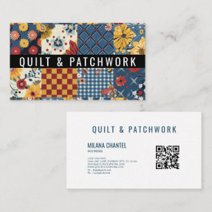 Blaue Gelbe Rote Quilt-Patchwork-Handmade-Kleidung Visitenkarte