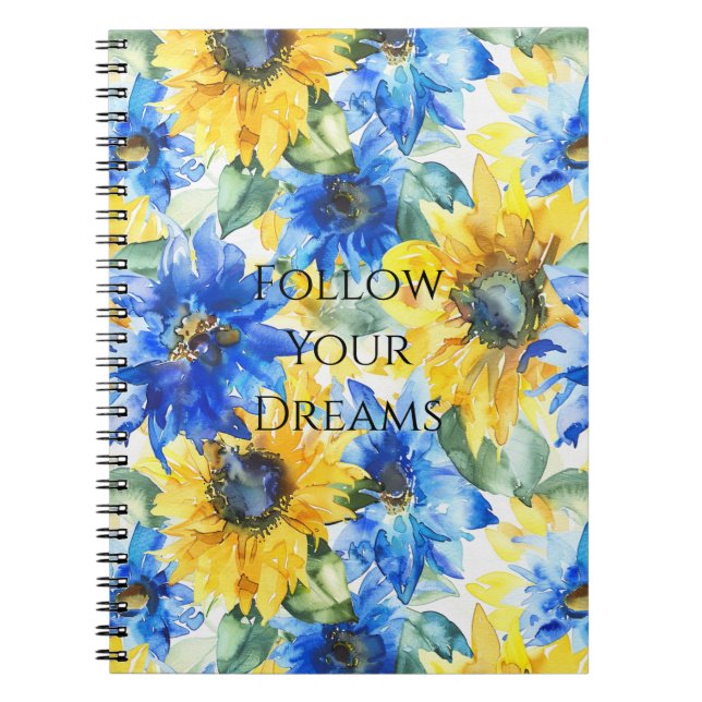 Blaue Gelbe Sonnenblumen Notizblock (Vorderseite)
