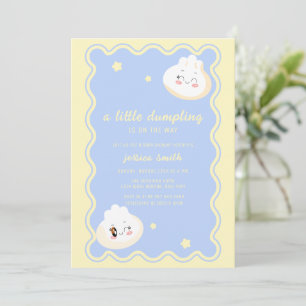 Blaue Gelbe Stern Chinesische Klöße Baby Shower Einladung