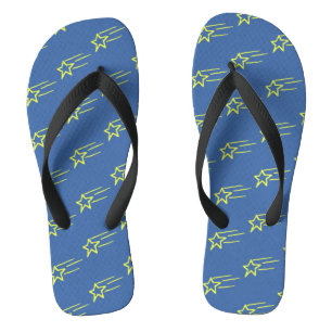 Blaue gelbe Sternschnuppen-Muster Flip Flops