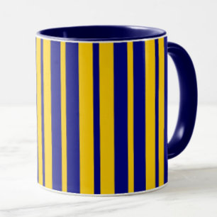 Blaue gelbe stilvolle Streifenmuster-Design Tasse