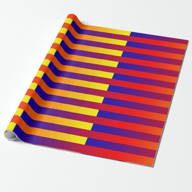 Blaue gelbe Streifen Geschenkpapier (Ungerollt)