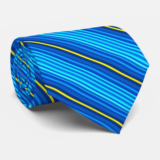 Blaue gelbe Streifen Krawatte (Gerollt)