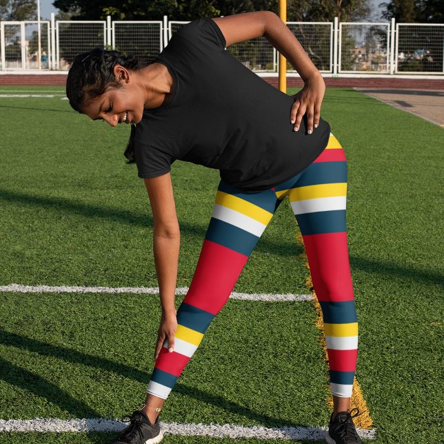 Blaue gelbe Streifen Leggings (Von Creator hochgeladen)