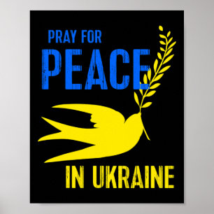 Blaue Gelbe Taube Bete Für Den Frieden Ukraine Ukr Poster