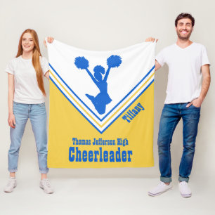Blaue gelbe und weiße Cheerleader-Fleece-Decke Fleecedecke