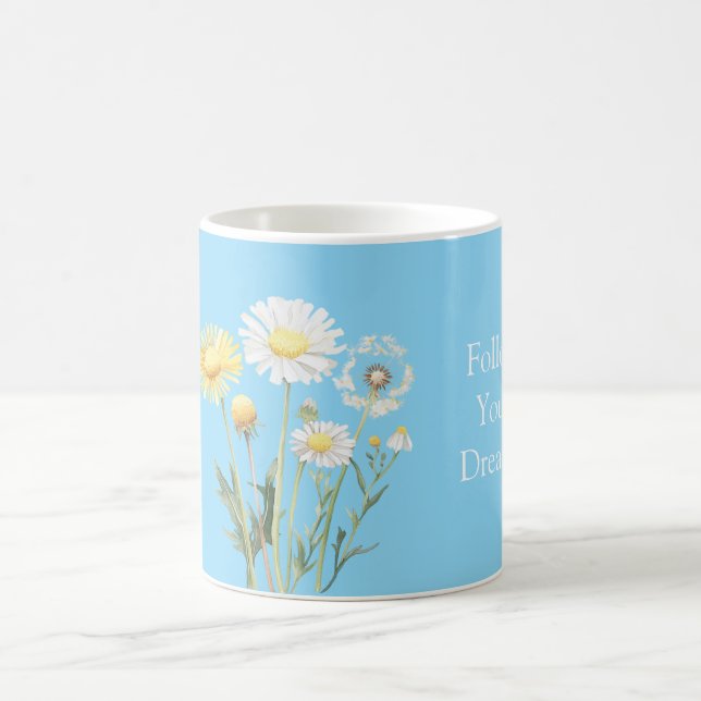 Blaue Gelbe Weiße Blumen Kaffeetasse (Mittel)