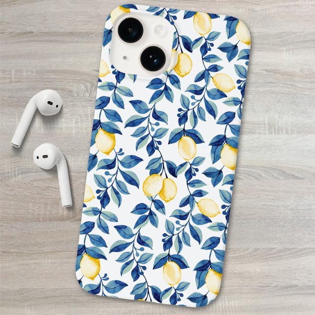 Blaue gelbe Zitrone Case-Mate iPhone Hülle (Von Creator hochgeladen)