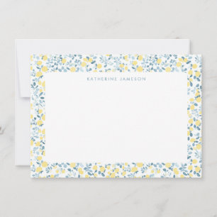Blaue gelbe Zitronen Limoncello Monogramm Notizkar Mitteilungskarte