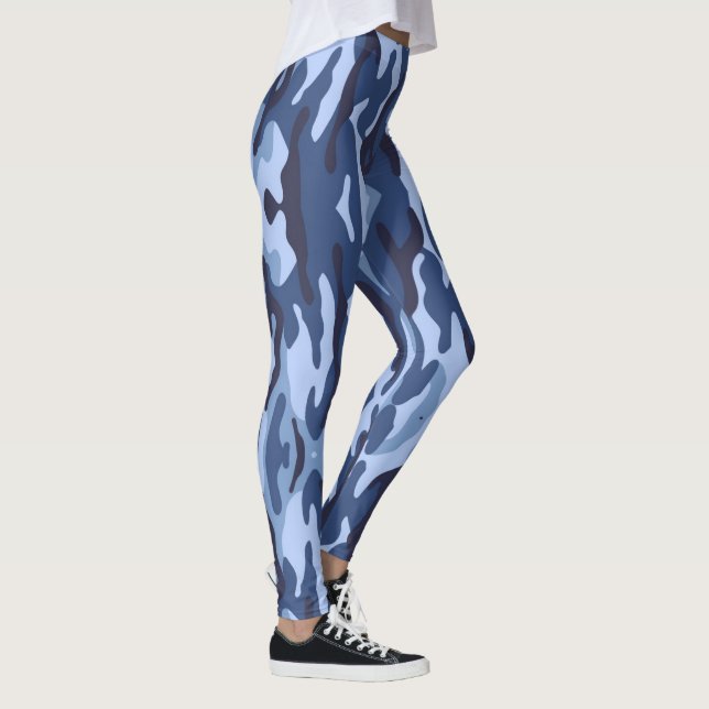 Blaue, gemusterte Army gestreifte Leggings (Rechts)