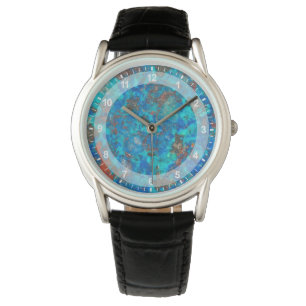 Blaue gemusterte Shattuckit Armbanduhr