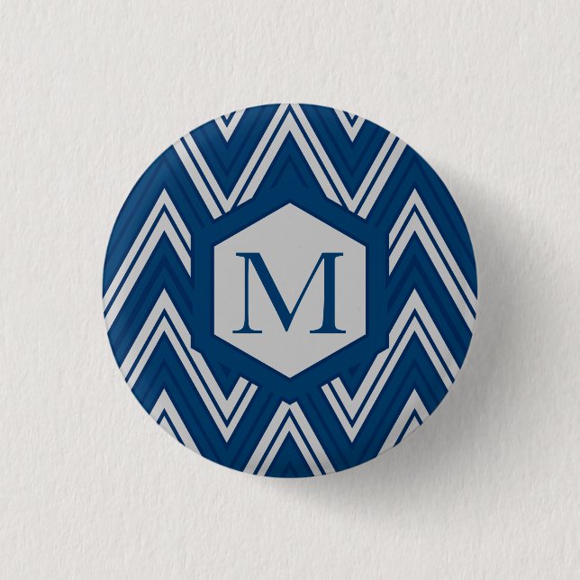 Blaue Geometrie Button (Vorderseite)
