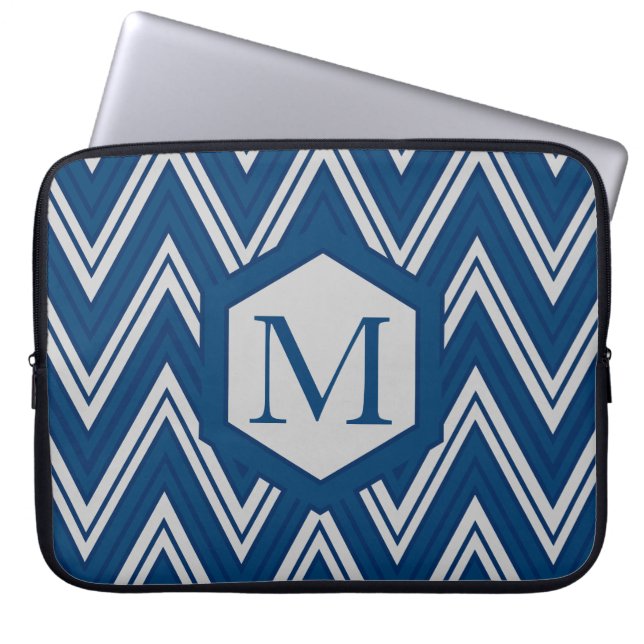 Blaue Geometrie Laptopschutzhülle (Vorderseite)