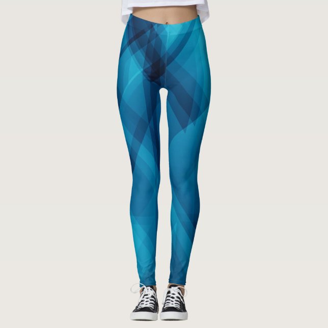 Blaue Geometrie Leggings (Vorderseite)