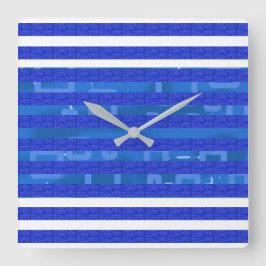 Blaue Geometrie Quadratische Wanduhr
