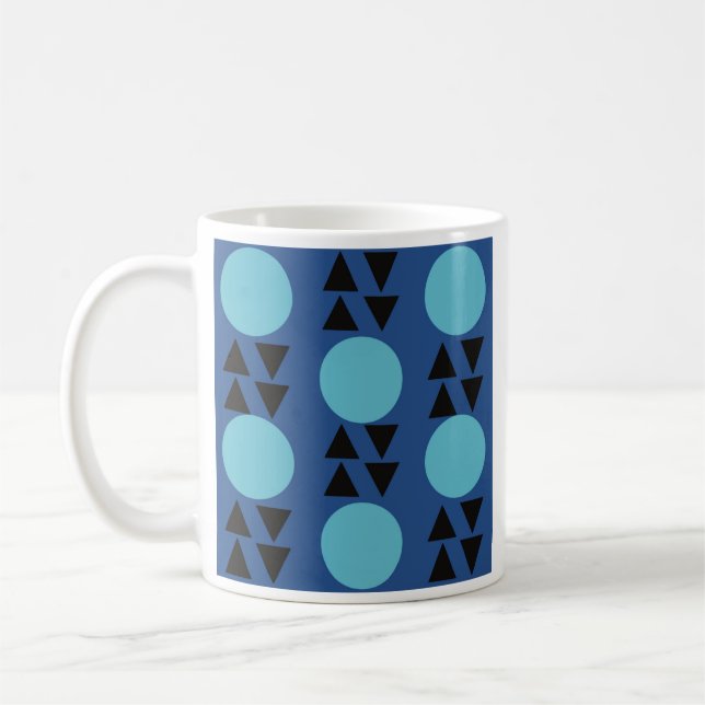 Blaue geometrisch abstrakte moderne Tasse (Links)