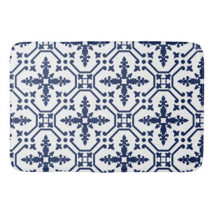 Blaue geometrische dekorative marokkanische Fliese Badematte