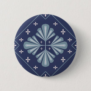 Blaue geometrische Formen Muster  Button