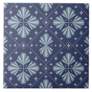 Blaue geometrische Formen Muster Fliese