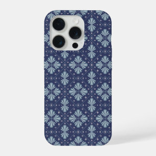 Blaue geometrische Formen Muster iPhone 15 Pro Hülle