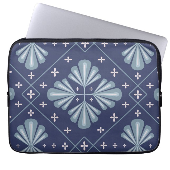 Blaue geometrische Formen Muster  Laptopschutzhülle (Vorderseite)
