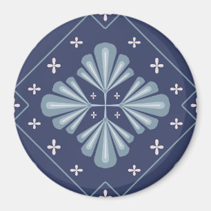 Blaue geometrische Formen Muster Magnet