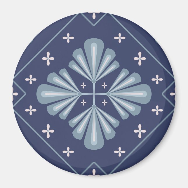 Blaue geometrische Formen Muster  Magnet (Vorne)