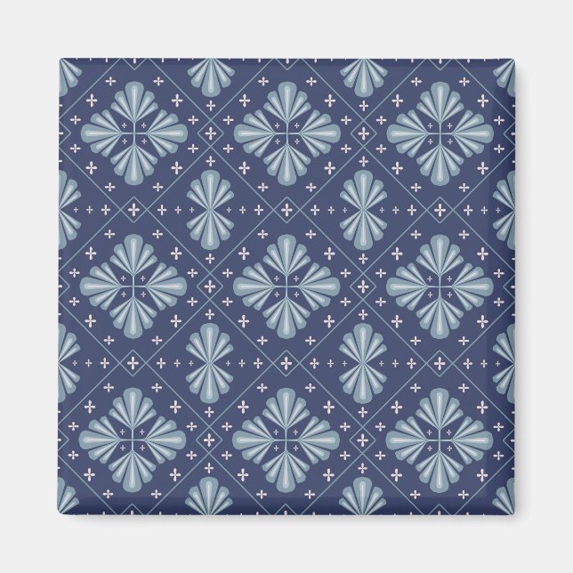 Blaue geometrische Formen Muster  Magnet (Vorne)