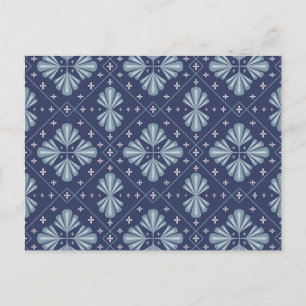 Blaue geometrische Formen Muster Postkarte