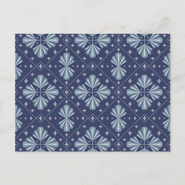 Blaue geometrische Formen Muster  Postkarte (Vorderseite)