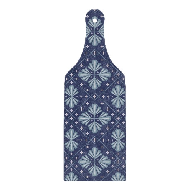 Blaue geometrische Formen Muster  Schneidebrett (Vorderseite)
