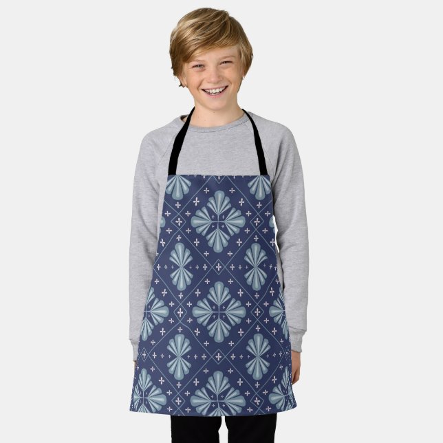 Blaue geometrische Formen Muster  Schürze (Getragen)