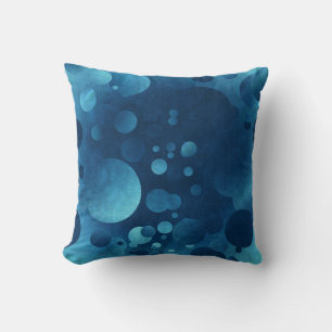 Blaue geometrische Kreise im Grunge-Stil auf quadr Kissen