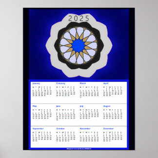 Blaue geometrische Kunst 2025 Kalender Poster