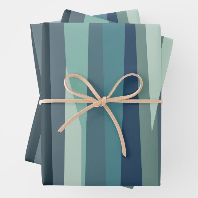 Blaue geometrische Meereswellen Geschenkpapier Set (Beispiel)