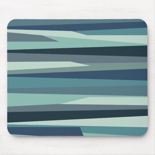 Blaue geometrische Meereswellen Mousepad (Vorne)