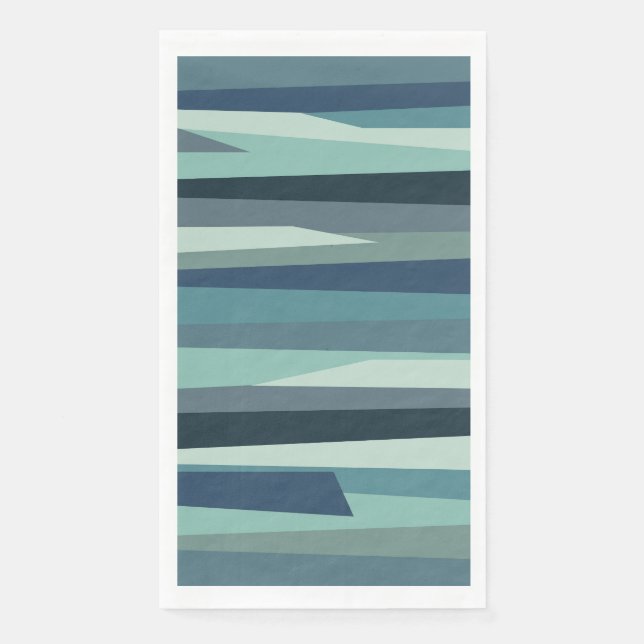 Blaue geometrische Meereswellen Serviette (Vorderseite)