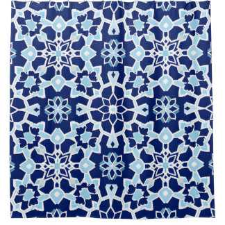 Blaue geometrische Mosaik-Duschvorhang Duschvorhang