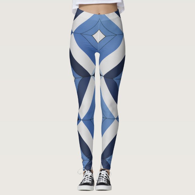 Blaue geometrische Musterleggings Leggings (Vorderseite)